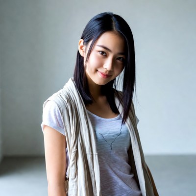 Woman smiling in indoor space