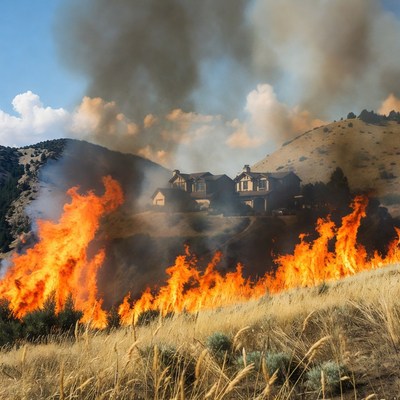 Wildfire near residential area