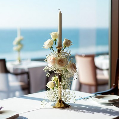 Elegant floral arrangement on table