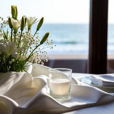 Table setting by the ocean