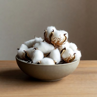 Cotton in a bowl on a table