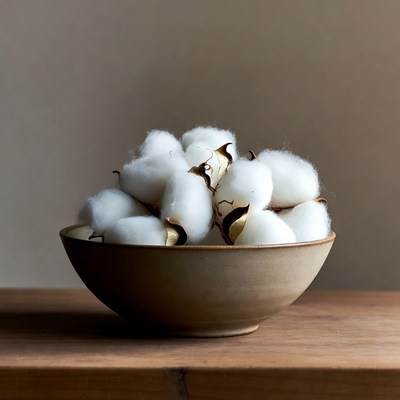 Cotton in a bowl on a table