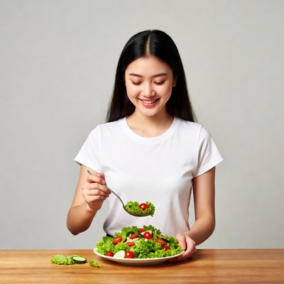 Enjoying a fresh salad for lunch