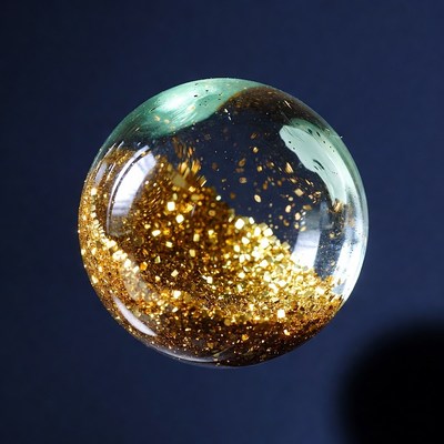 Floating glitter sphere in clear background