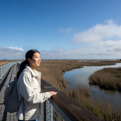 Enjoying a day by the marshland