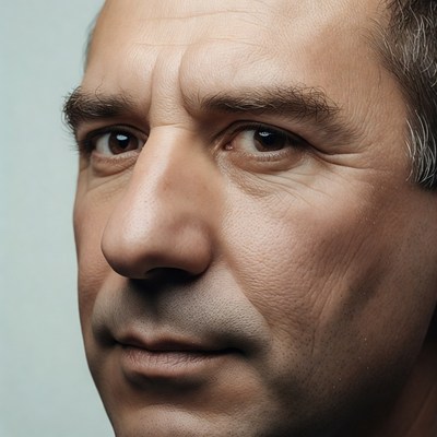 Man with serious expression close up