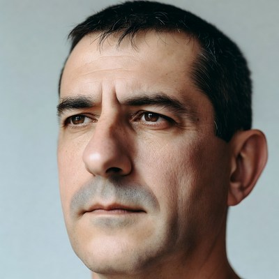 Man with short hair in portrait