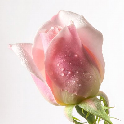 Pink rose with water drops on petals