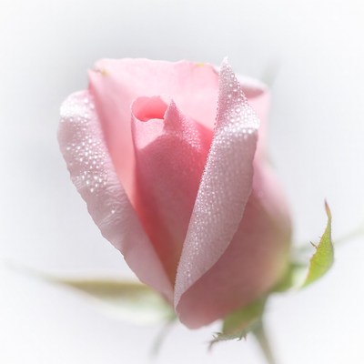 Pink rose with water droplets close up