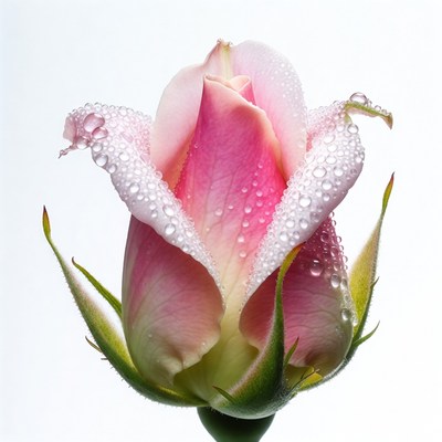 Pink rose with droplets of water
