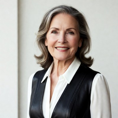Woman smiling in business attire indoors