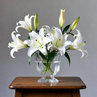 White lilies in a clear vase