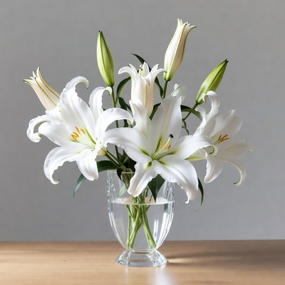 White lilies in a clear vase