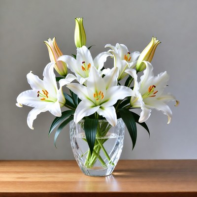 Beautiful white lilies in a vase