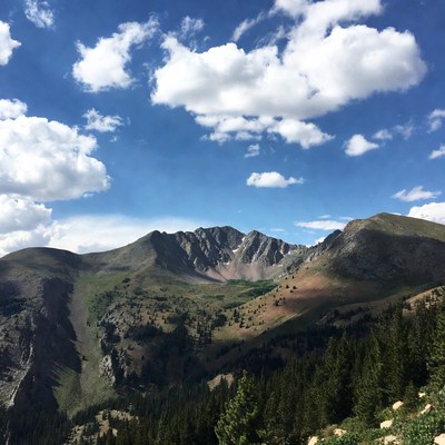 Mountains and clouds in daylight