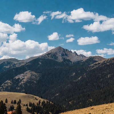 Mountain view under blue sky