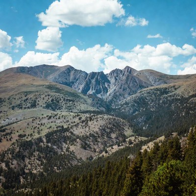 Rocky mountain landscape under blue sky