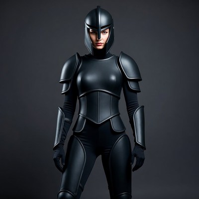 Warrior in black armor stands firm