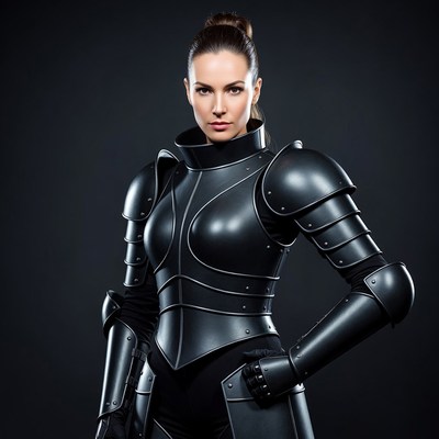 Warrior in black armor standing strong