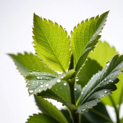 Close-up view of wet green leaves
