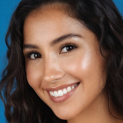 Smiling woman with curly hair