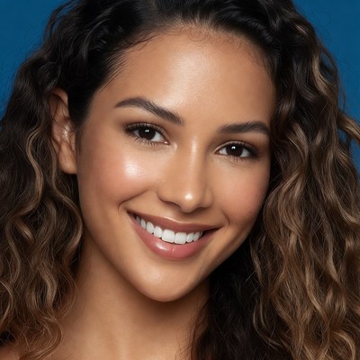 Smiling person with curly hair