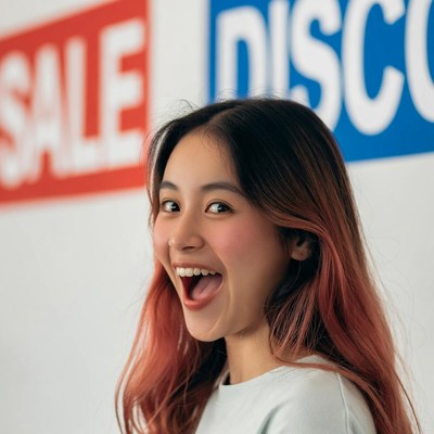 Smiling person at sale event
