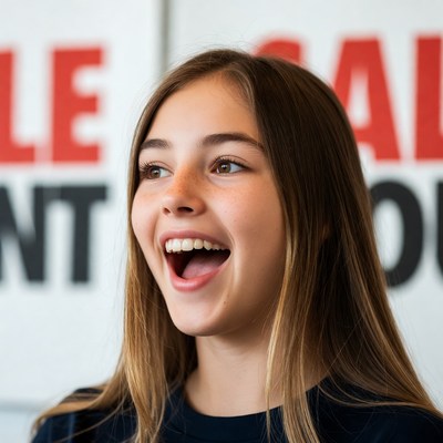 Smiling girl expressing joy indoors