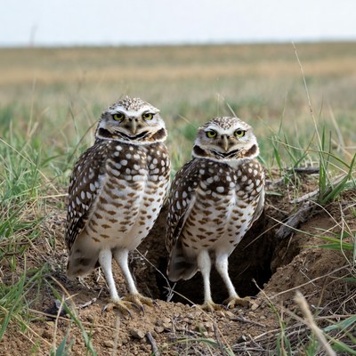 Burrowing owls at their nest