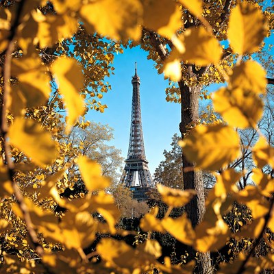 Eiffel tower in autumn scene