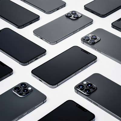 Different models of smartphones on display