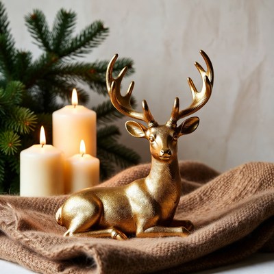 Golden deer decoration for holiday season