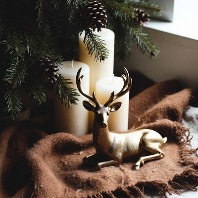 Decorative reindeer by candles