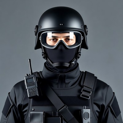 Soldier in tactical gear standing still