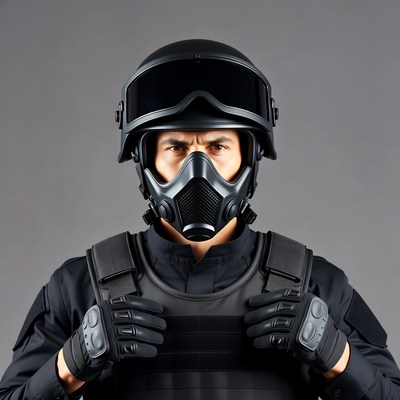 Swat team member in tactical gear
