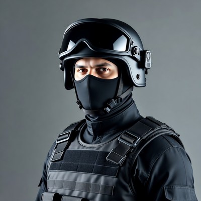 Military tactical gear close-up view