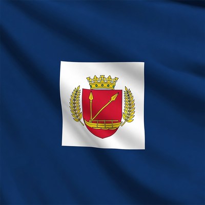 Flag of a city with coat of arms