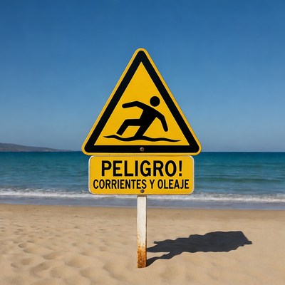 Warning sign for strong currents and tides