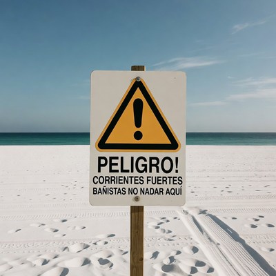 Warning sign by the beach