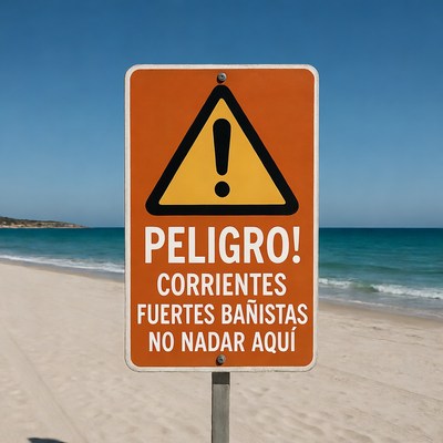 Warning sign by the beach