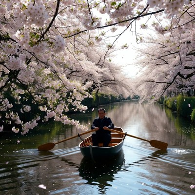 Cherry blossoms in spring by the river