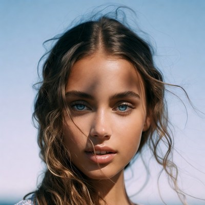 Young woman with wavy hair outdoors