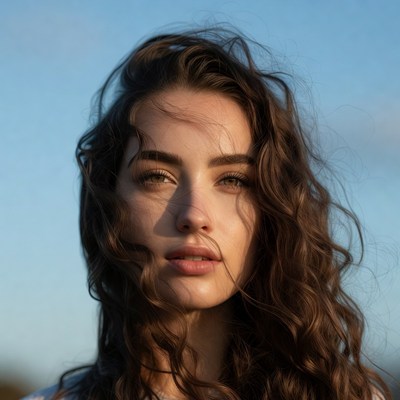 Woman outdoors with windy hair