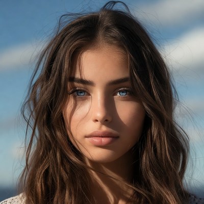 Young woman with blue eyes outdoors