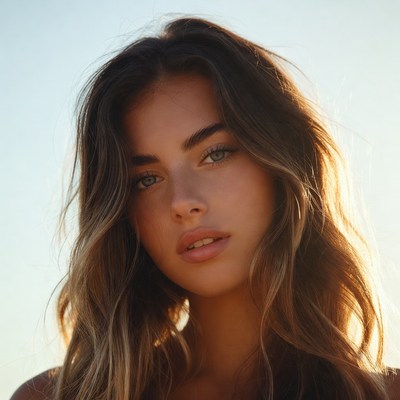 Young woman with long hair outdoors