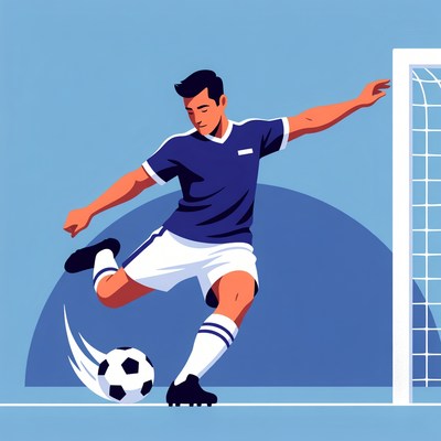 Soccer player kicking a ball