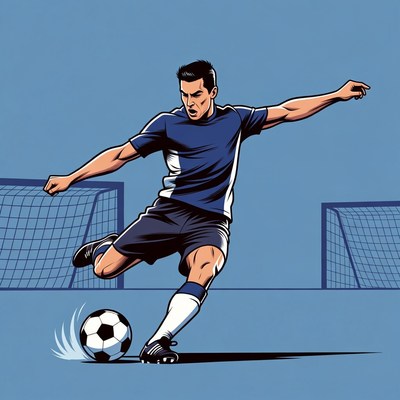 Soccer player kicking a ball