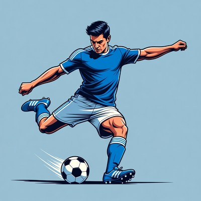 Soccer player kicking the ball