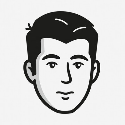 Simple black and white man face illustration