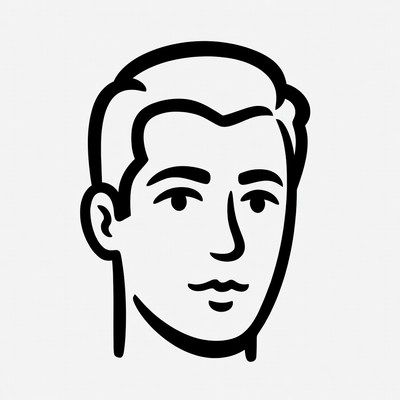 Simple line drawing of a male face